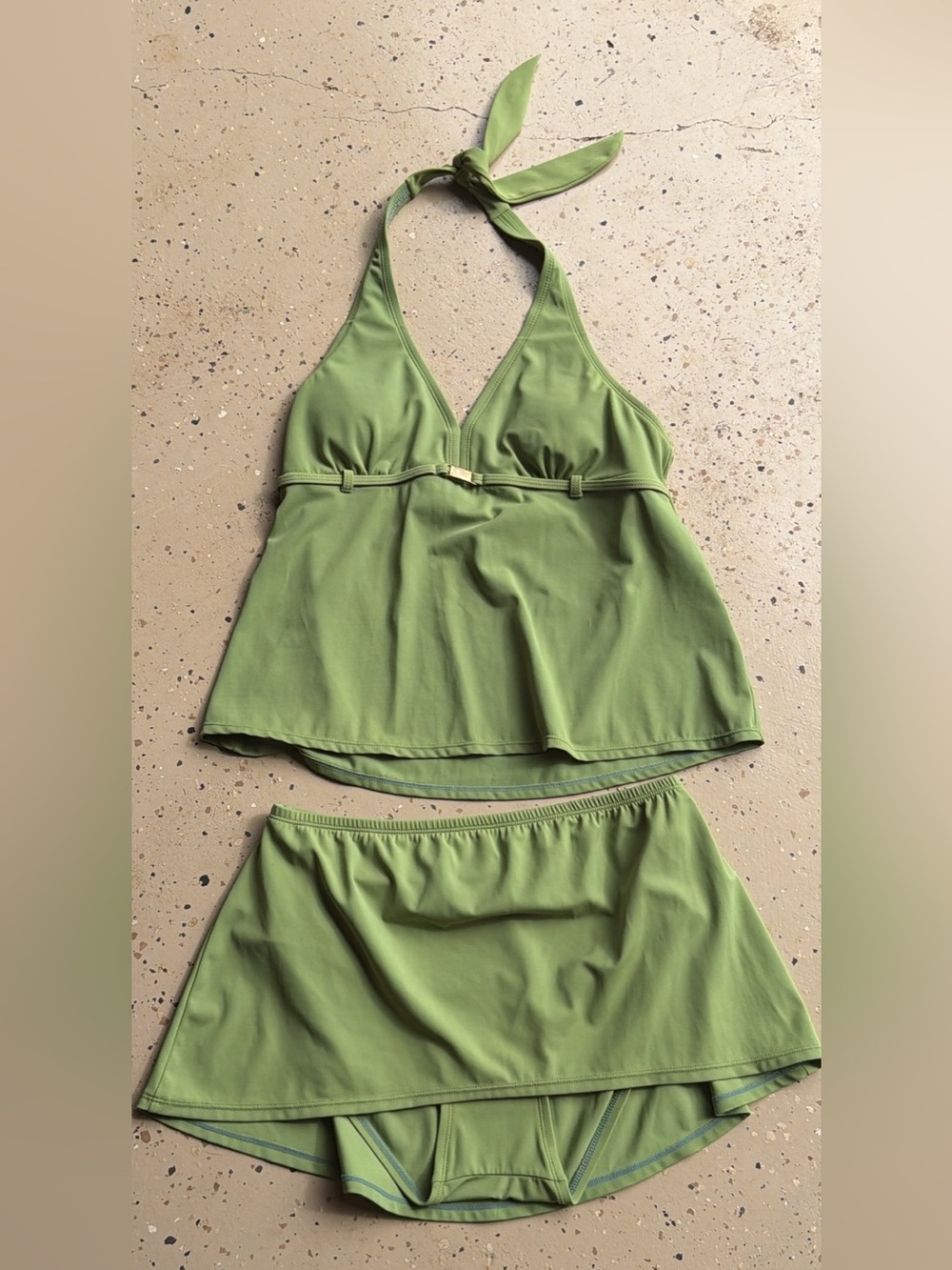 Motherhood Maternity Two Piece Tankini Olive Green Bathing Suit Small